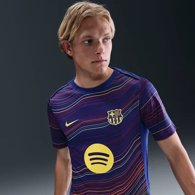 FC Barcelona Academy Pro Thuis Nike Dri-FIT warming-uptop heren 2025-2026 blauw korte mouwen